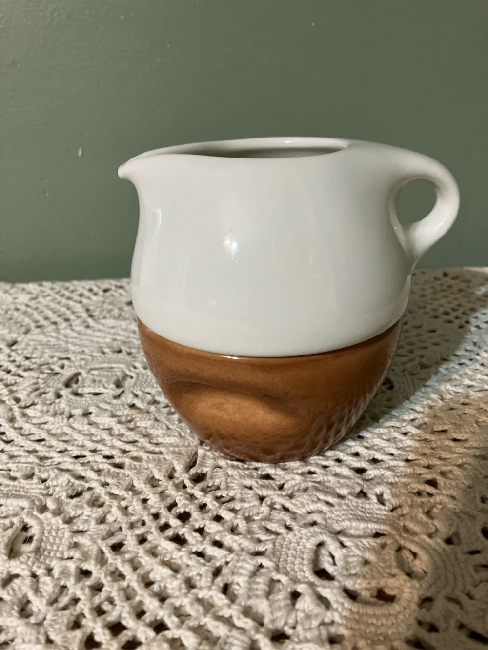 Russel Wright Iroquois Casual China Brown & White Stacking Creamer & Open Sugar